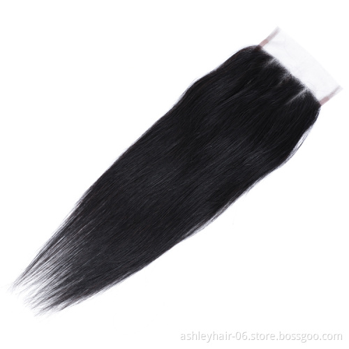 Mixed Synthetic 4X4 Lace Closure Yaky Wave Human Extensions Yaki Hair Weave